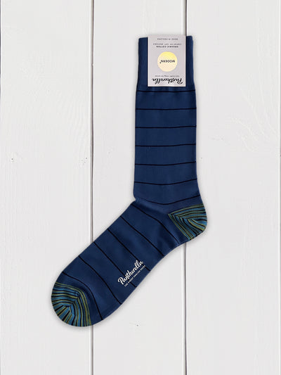 organic cotton ocean pantherella socks with black irregular stripe