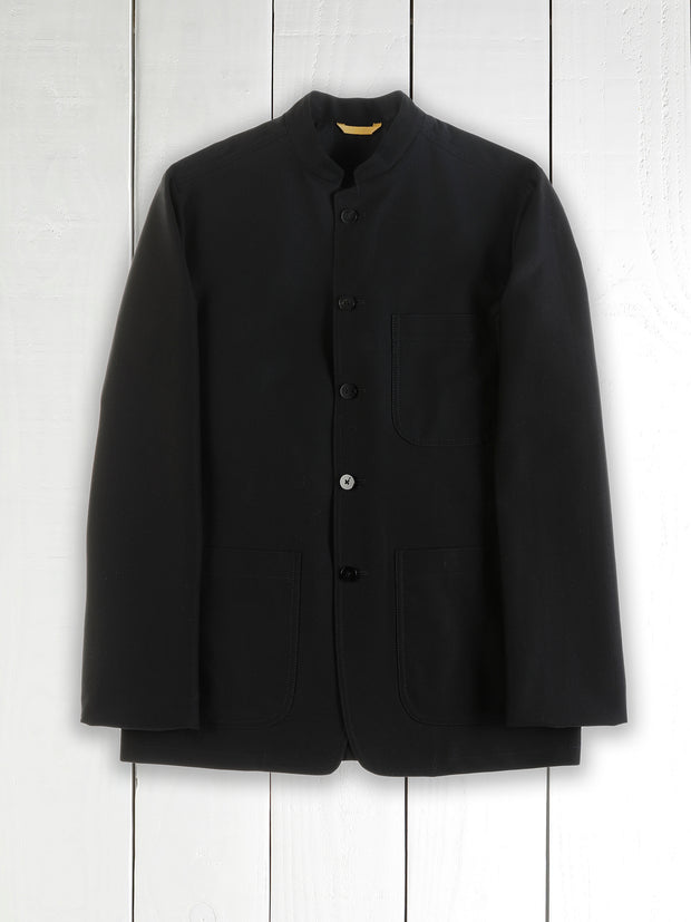 veste tyrol ajustée à col nehru en coton ottoman noir