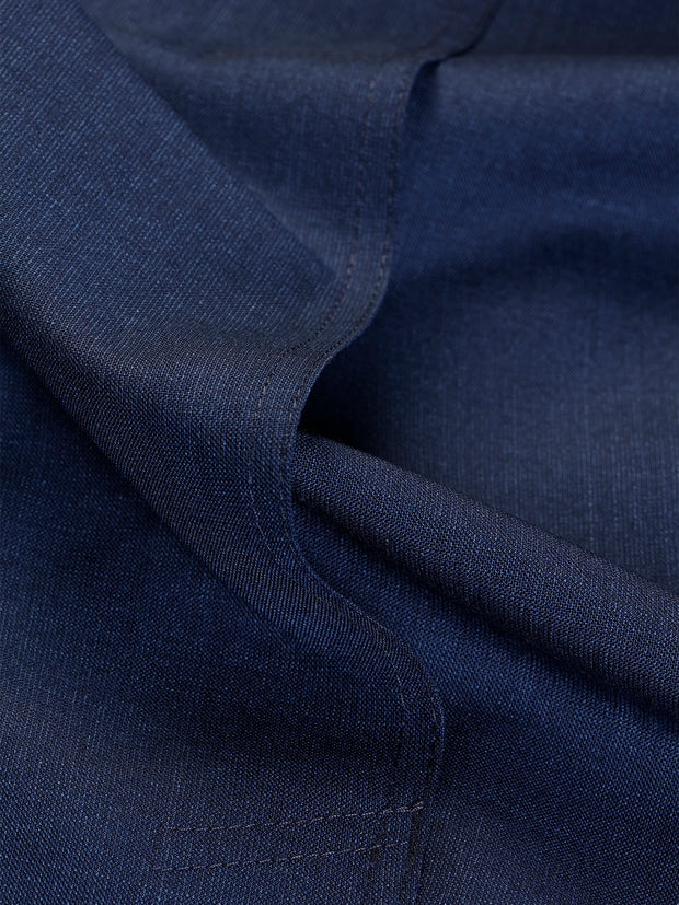 slim nehru-collar tyrol jacket in midnight blue crease-resistant wool 