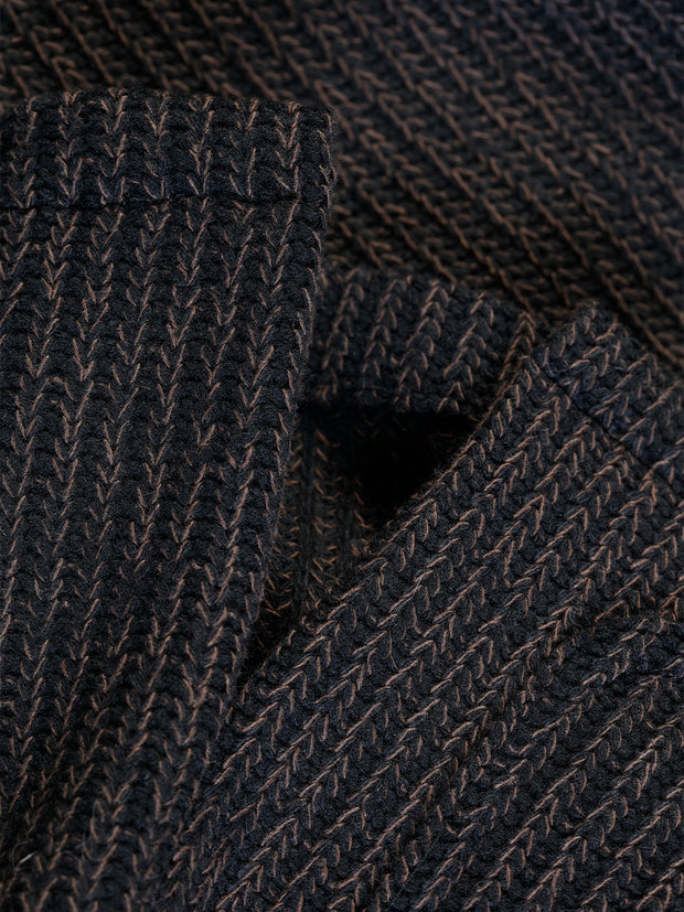naipaul jacket with mao collar in knitted wool nut brown 