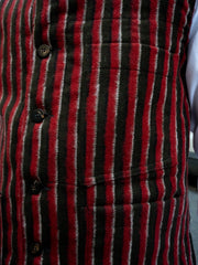 patch-pocket woollen waistcoat with madder irregular stripes 