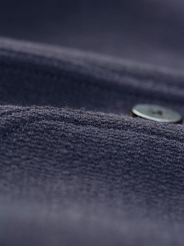 slim nehru-collar tyrol jacket in midnight blue wool crepe