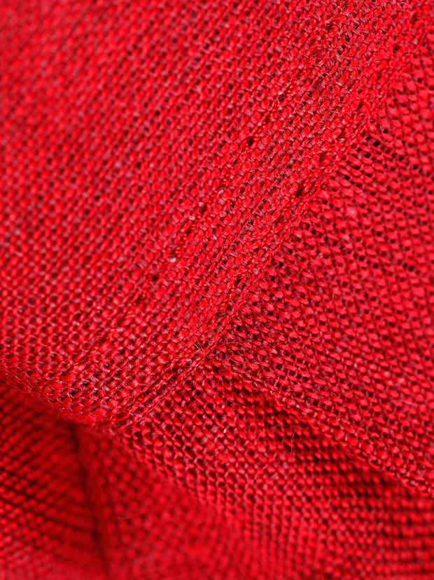 blood-red pure linen canvas mao-collar shirt