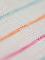 chemise à col nehru en toile de lin à rayures multicolores
