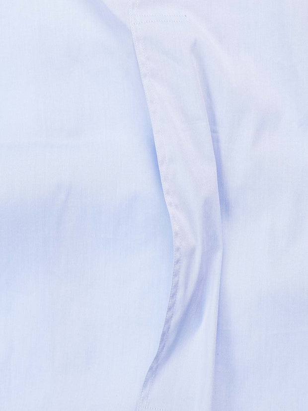 sky blue stretch cotton poplin fitted mao-collar shirt