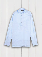 chemise col mao slim en popeline extensible sky blue
