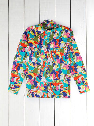 Liberty® with a coloured pattern mao-collar shirt 