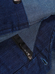 gilet 20 poches en denim indigo extensible bleu