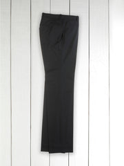 siza flat-front slim city trousers in black crease-resistant wool canvas