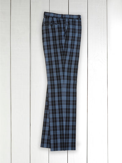 pantalon italien siza en toile extensible à carreaux navy