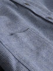 chemise col mao en coton bleuté à rayures grises