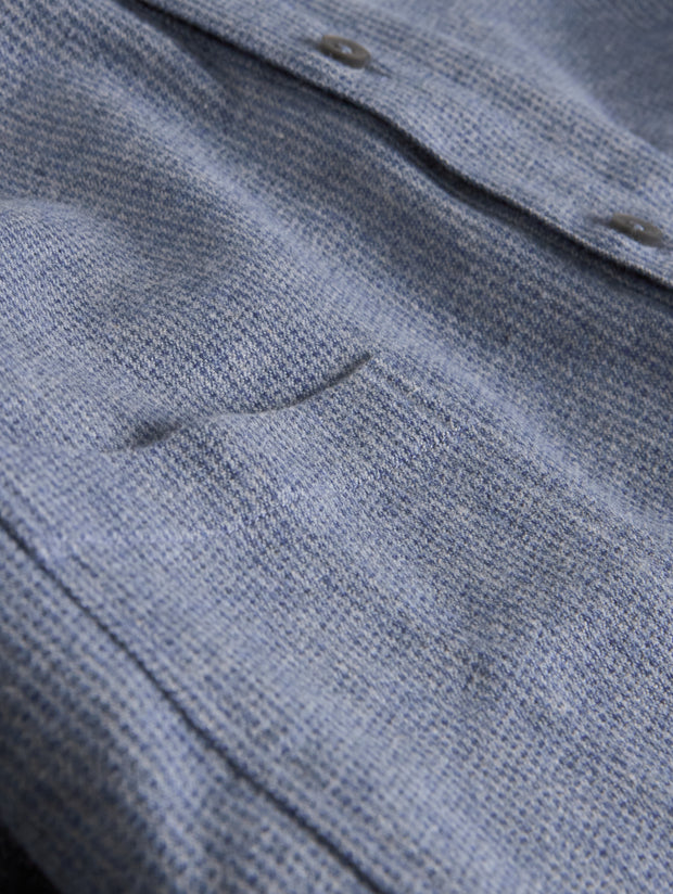 chemise col mao en coton bleuté à rayures grises