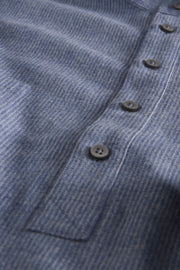 chemise col mao en coton bleuté à rayures grises