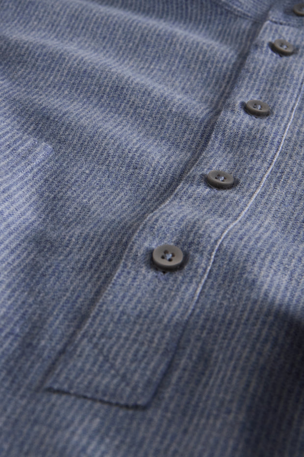 chemise col mao en coton bleuté à rayures grises