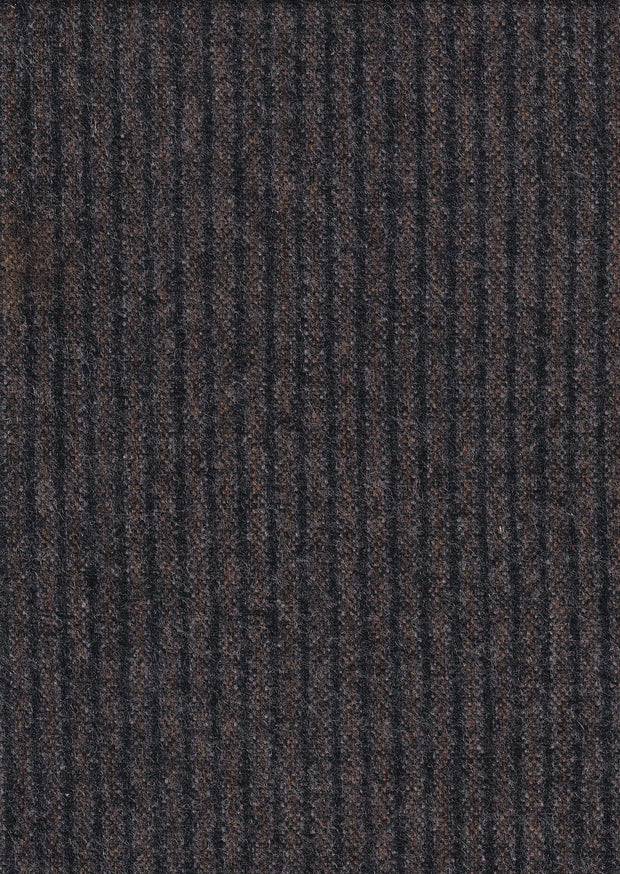 tissu en flanelle de laine marron a rayures noires