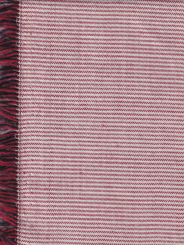 tissu toile de coton et lin double-face bronze sur rayures roses et blanches