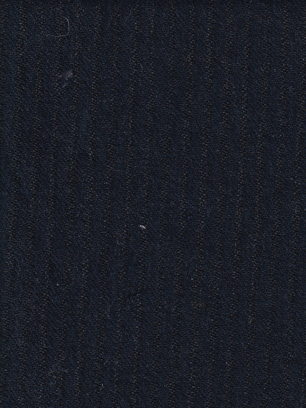 tissu toile de laine et coton marine à rayures irrégulières bronze