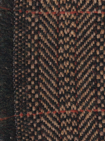 tissu en super soft tweed à chevrons bruns et à lignes oranges