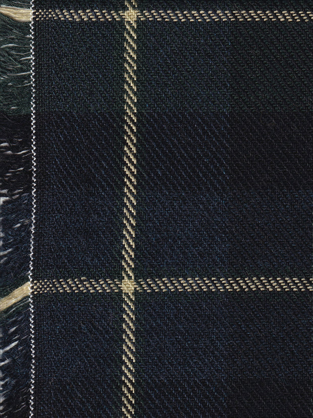 tissu de doublure en serge de laine à motif tartan black watch and yellow