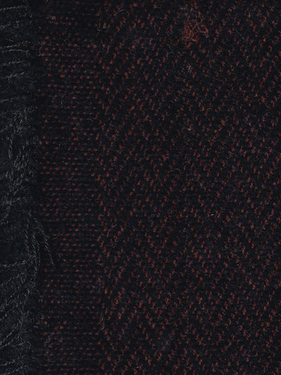 tissu chenille laine et coton prune brun à chevrons noirs