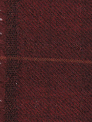 tissu en serge de laine bordeaux et carreaux jaune