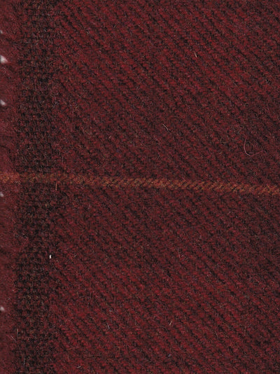 tissu en serge de laine bordeaux et carreaux jaune