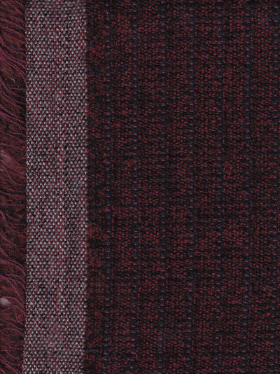 tissu toile de laine bordeaux à rayures noires