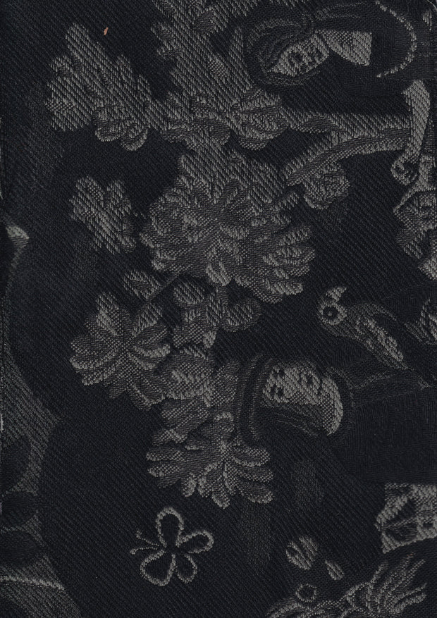 tissu motif scène médiévale noir et gris