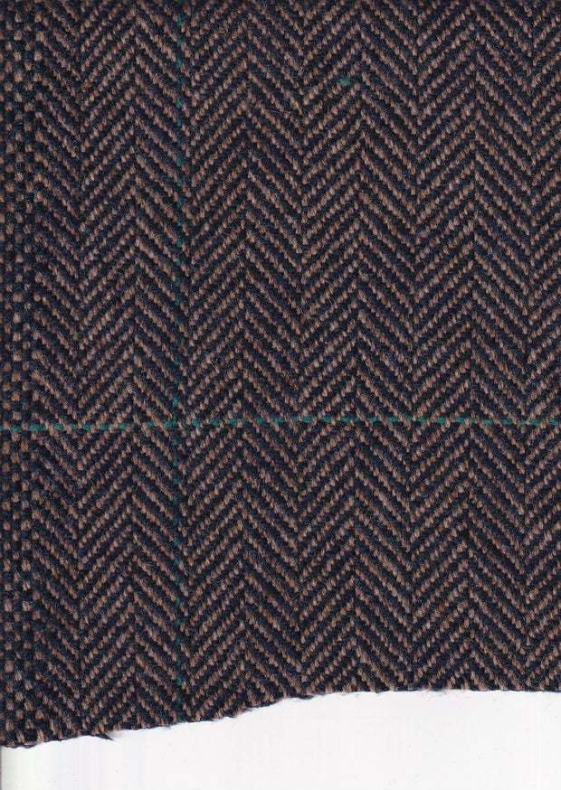 tissu super soft tweed écru à chevrons bruns et bleu canard