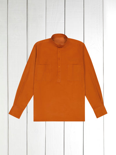 copper babycord mao-collar shirt