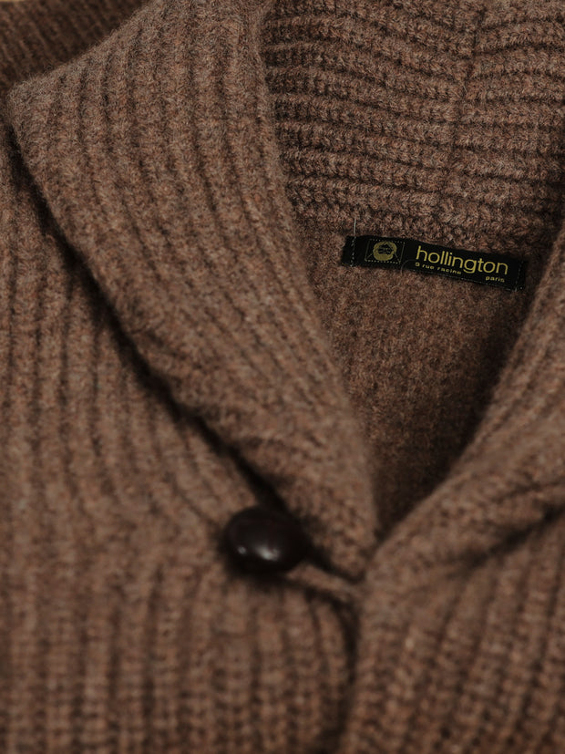 cardigan à col châle 100 % lambswool tabac