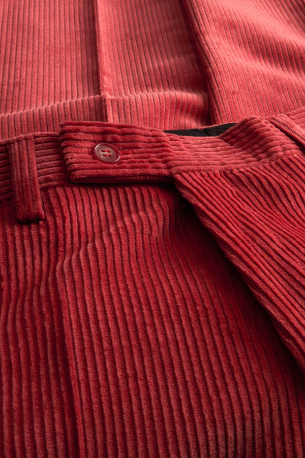 pantalon italien siza coupe ajustée en velours de laine vieux rose