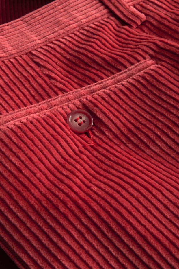 pantalon italien siza coupe ajustée en velours de laine vieux rose