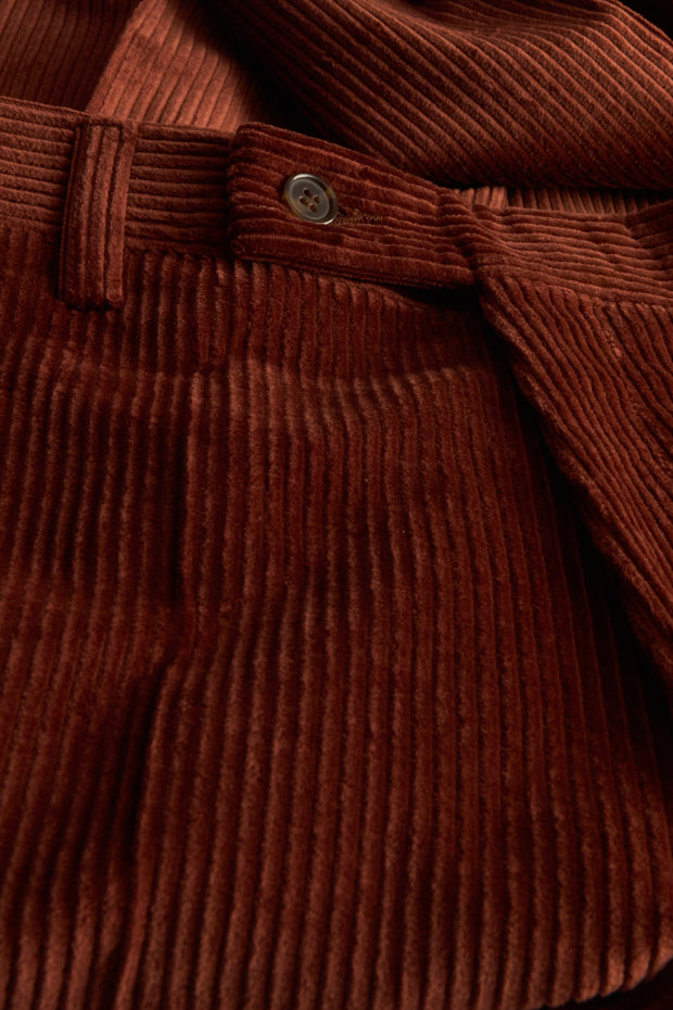 pantalon jules coupe ample en velours de laine châtaigne