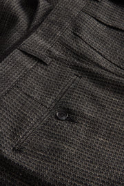 pantalon luca à plis en laine motif caviar noir et cendre