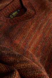 pull Inis Meain à col cheminée en laine et cachemire à rayures irrégulières sous bois