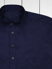 navy tencel® mao-collar shirt