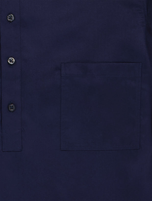 navy tencel® mao-collar shirt