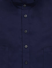 navy tencel® mao-collar shirt