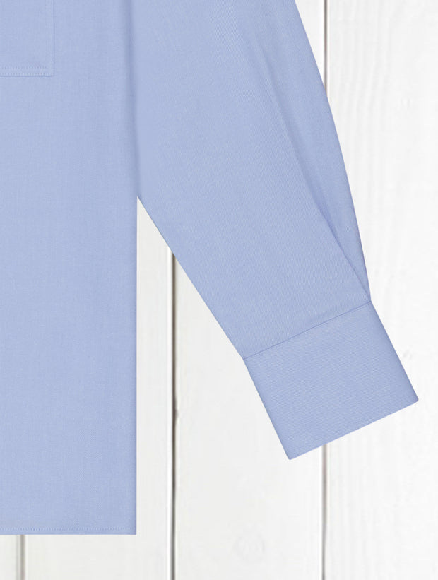 sky blue-coloured brushed cotton mao-collar shirt 