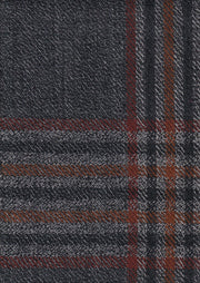 tissu drap de laine double face gris sur tartan rouge