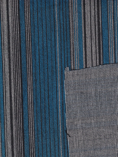 tissu toile de coton et lin bleu rayures basques