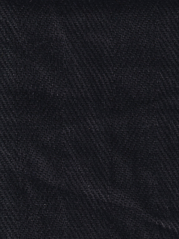 tissu toile pur lin à chevrons noirs sur noir
