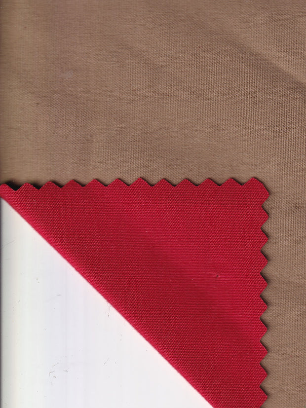 tissu toile de coton imperméable double-face beige sur rouge