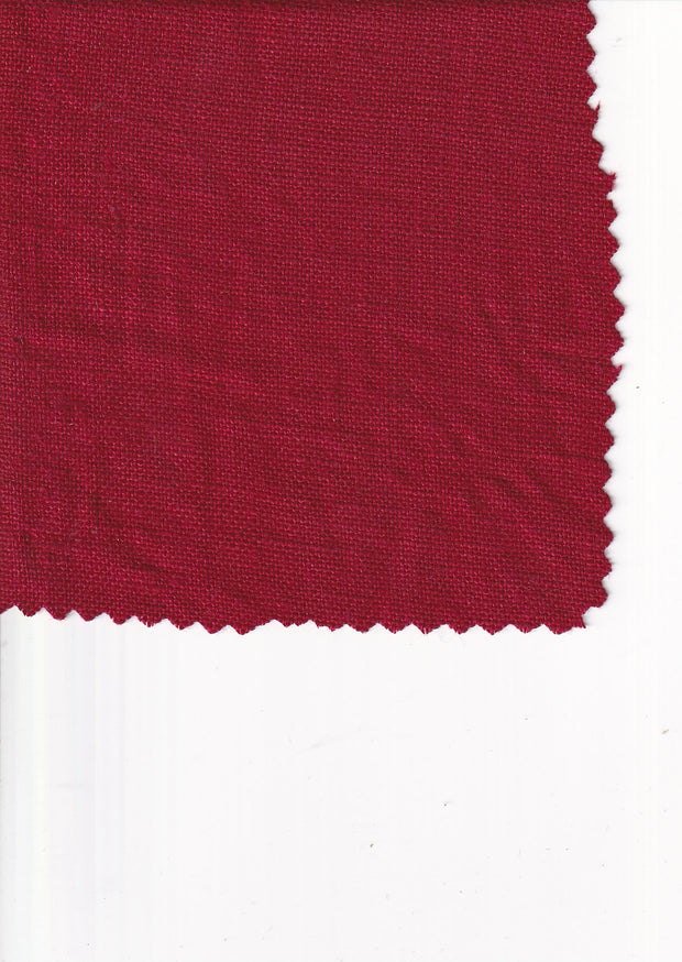 tissu toile lin hopsack rouge profond