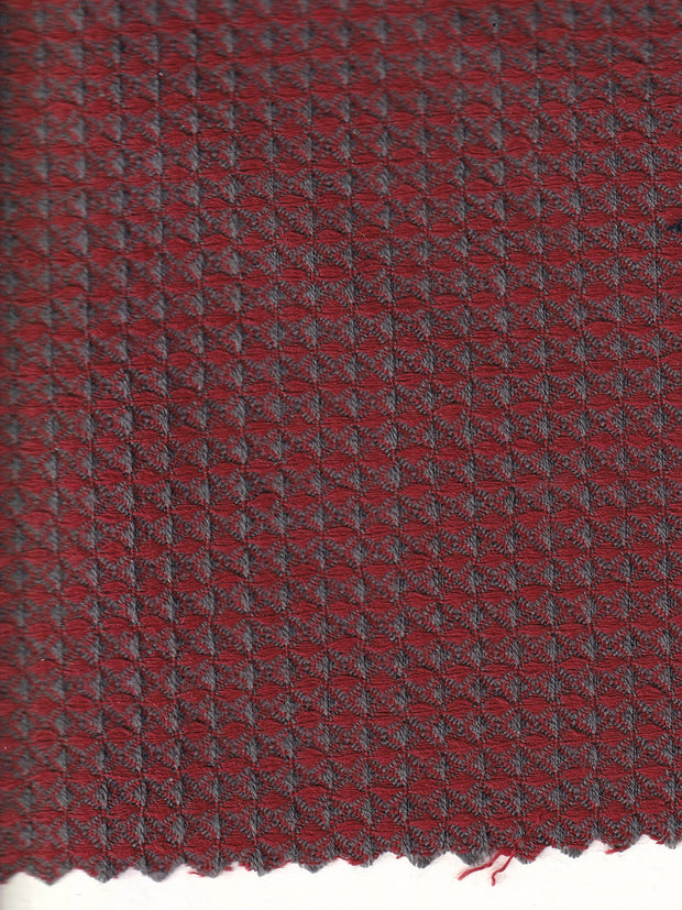 tissu nid d'abeille de laine et coton rouge et gris