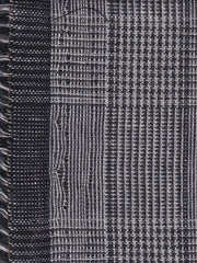 tissu toile de lin et coton noire double-face sur pied de poule gris