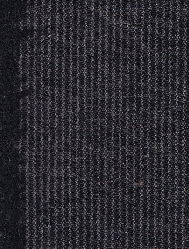 tissu toile de laine et coton à rayures ardoise fusain