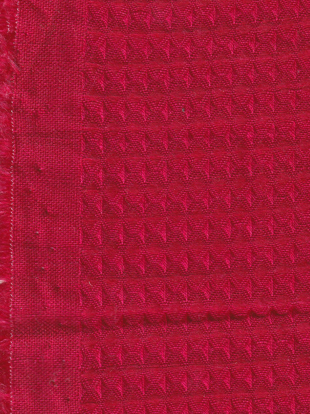 tissu nid d'abeille en lin et coton rouge coquelicot