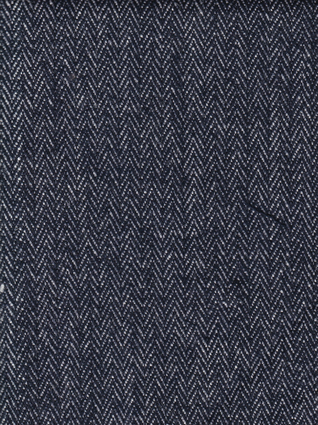 tissu toile de coton et laine double-face chevrons denim sur chevrons gris